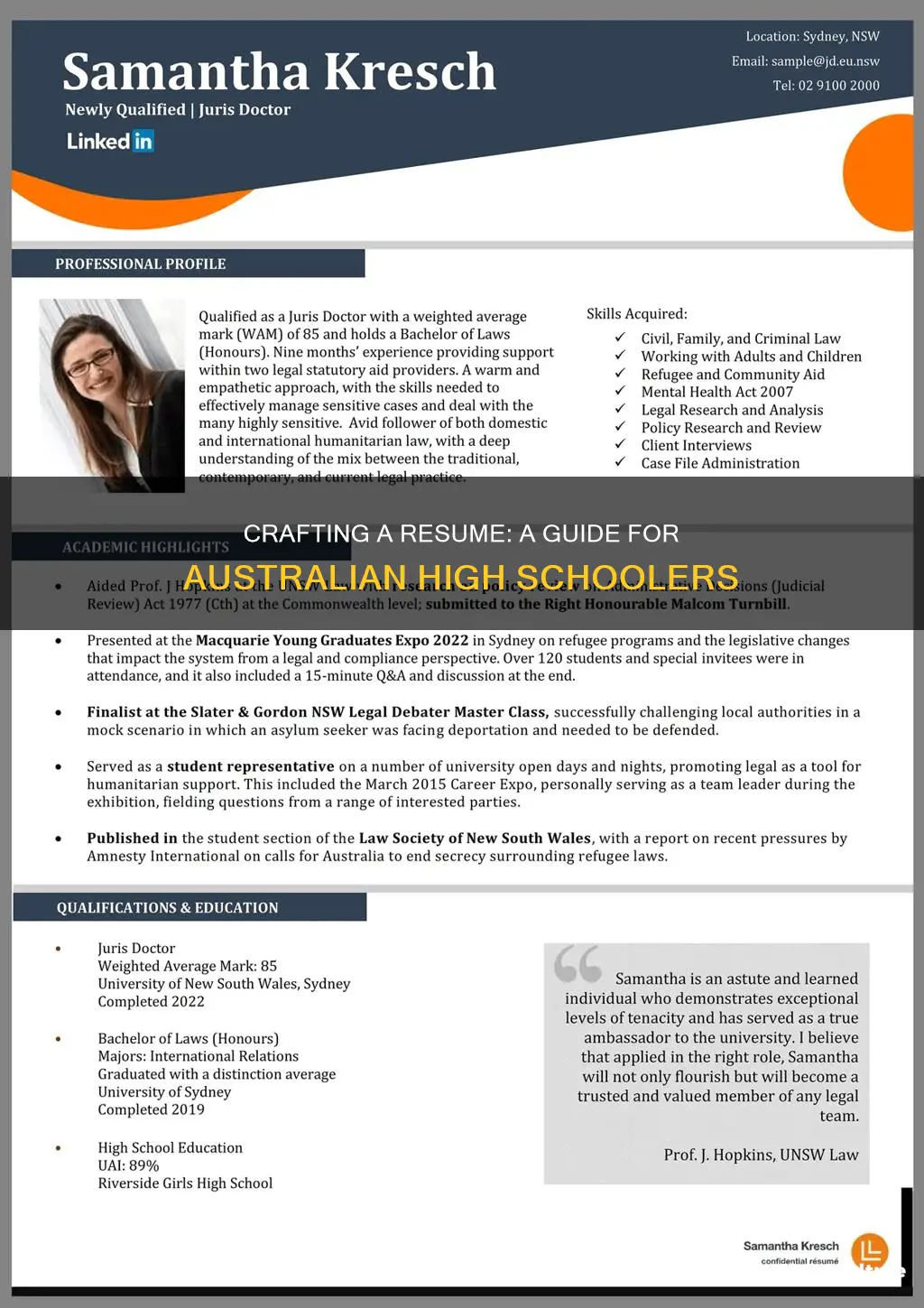 how to make a resume for a highschool student australia