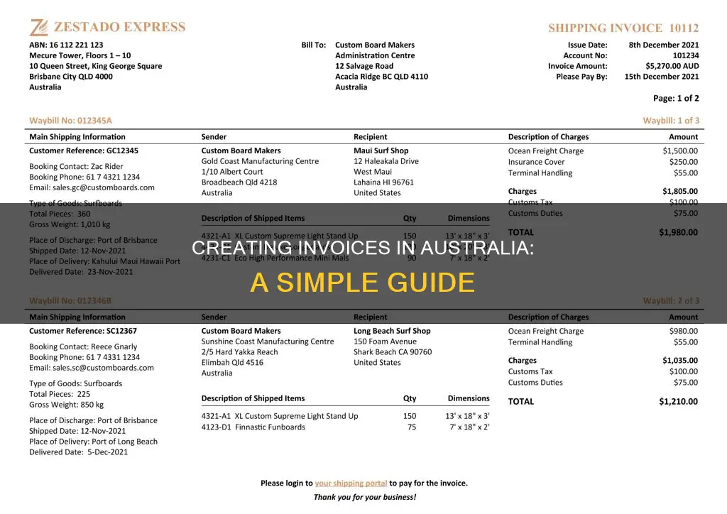 how to make an invoice australia