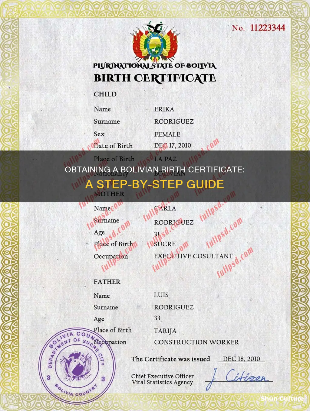 how to obtain bolivian birth certificate