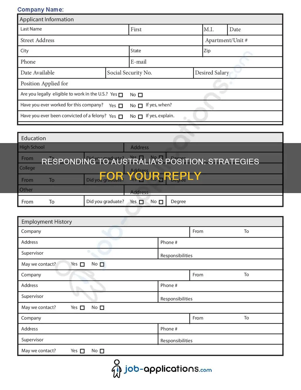 how to reply back to australia position number
