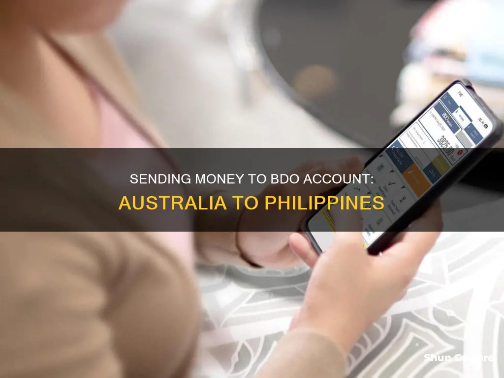 how to send money to bdo account from australia