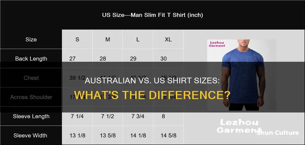 is australian shirt sizes same as us