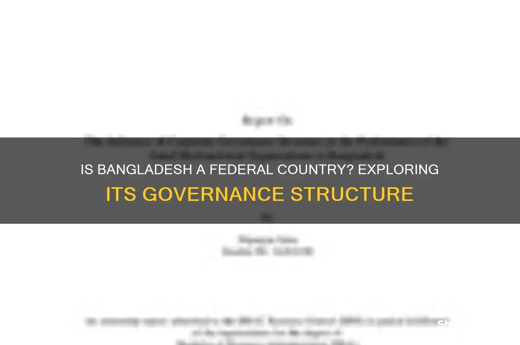 is bangladesh a federal country