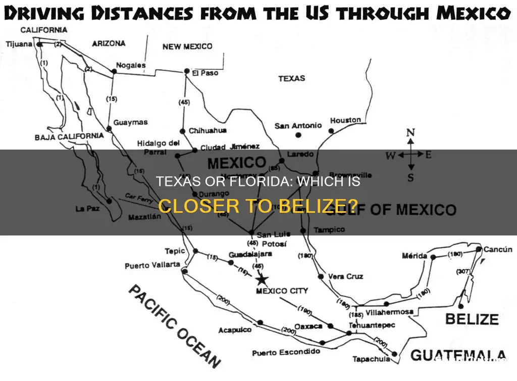 is belize close to texas than florida