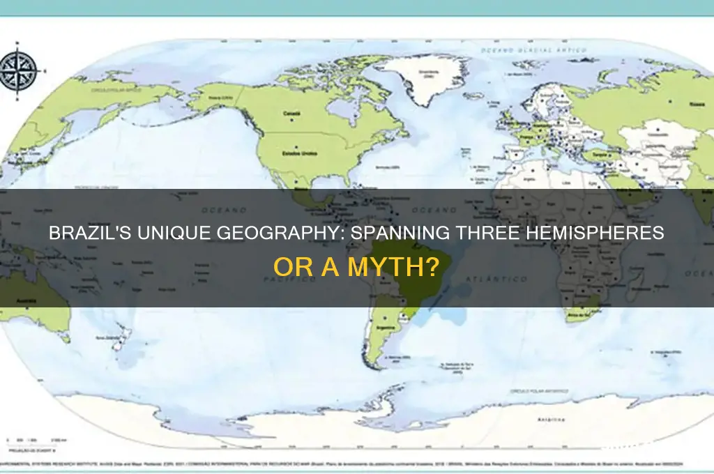 is brazil the only country in three hemispheres