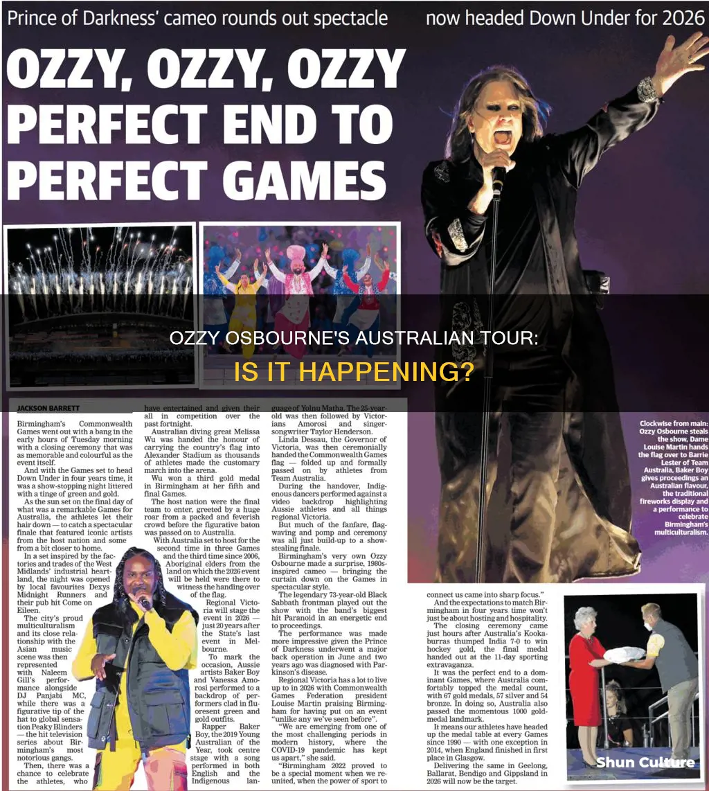is ozzy osbourne coming to australia
