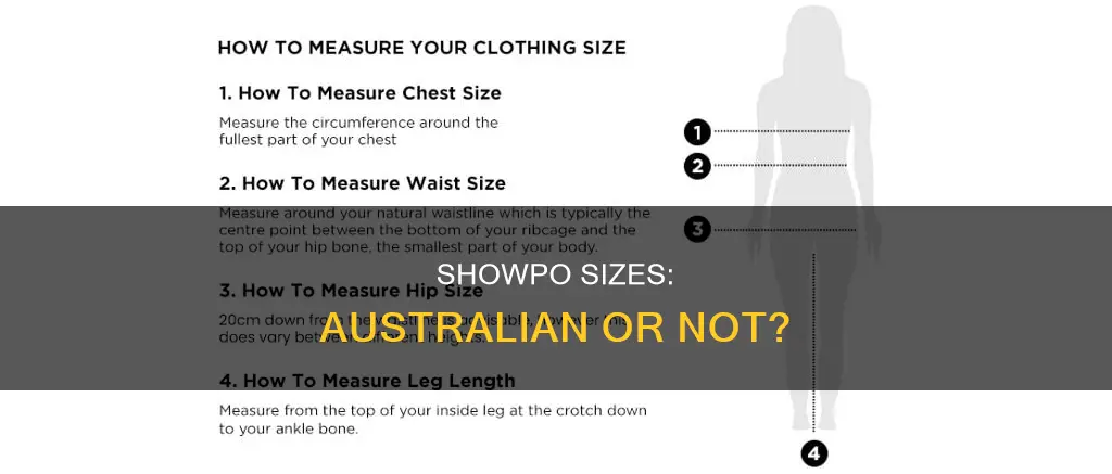 is showpo australian sizes