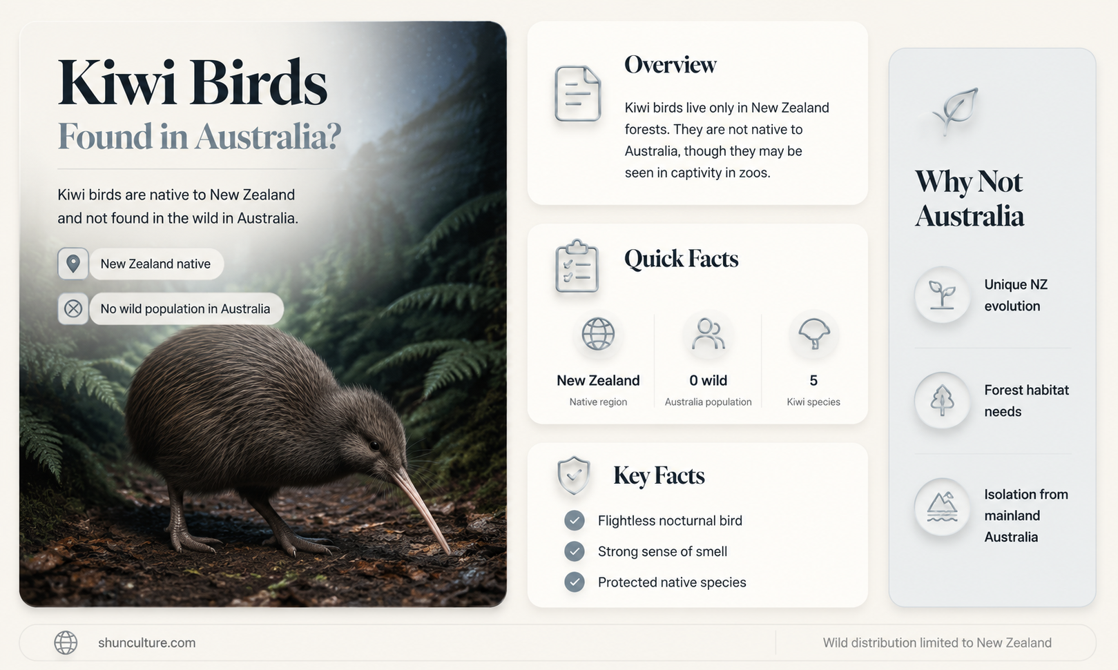 are kiwi birds found in australia