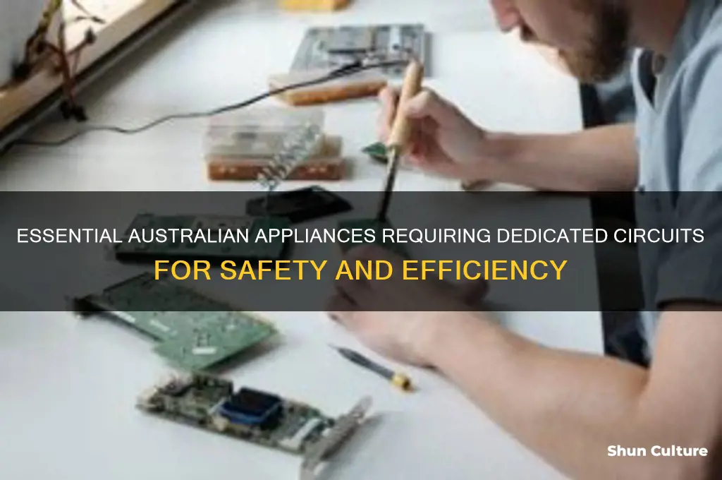 what appliances need a dedicated circuit australia