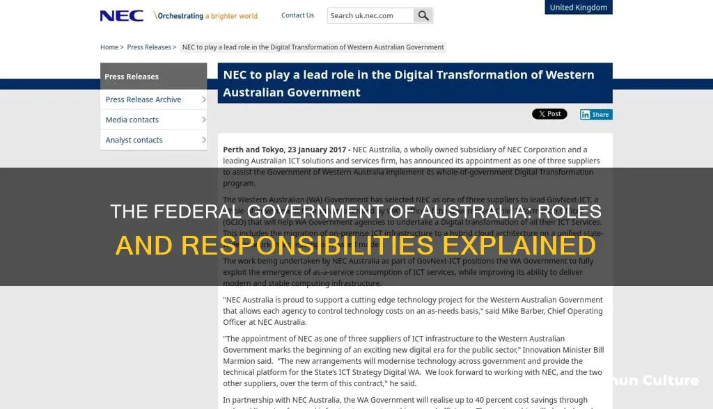 what are the responsibilities of the federal government australia