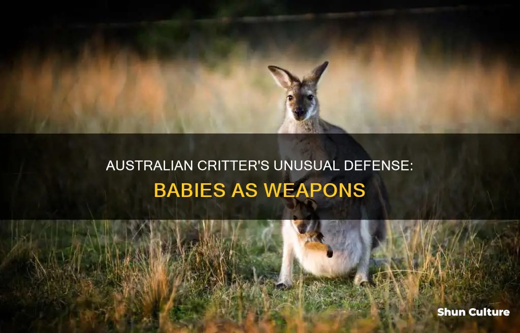 what australian animal throws its babies at predators