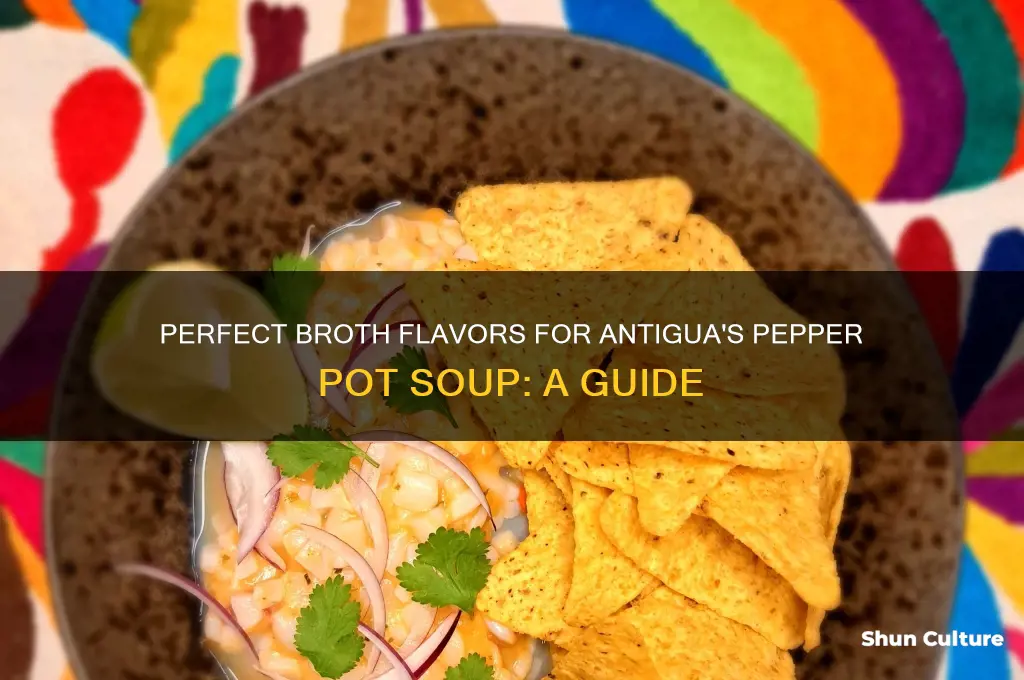 what broth flavor for pepper pot soup for antigua