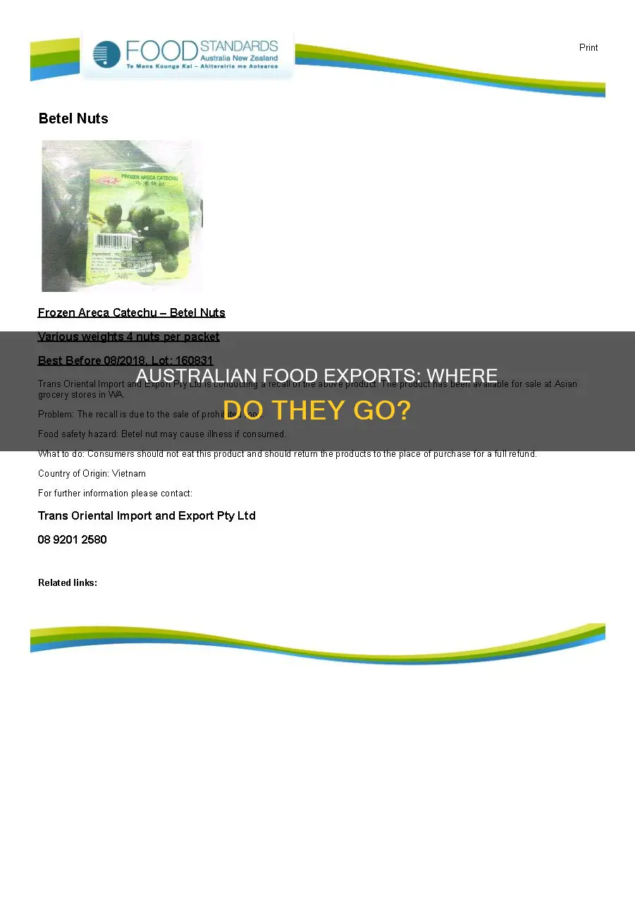 what countries does australia export food to