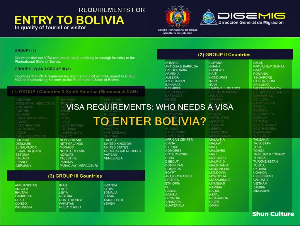 what countries need a visa to enter bolivia