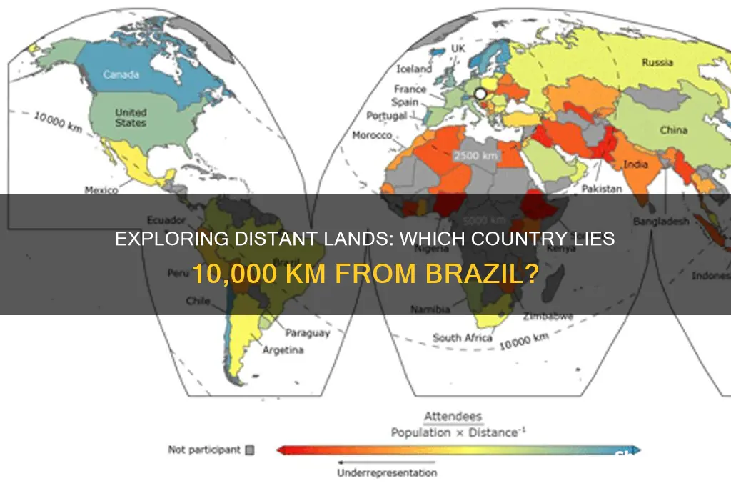 what country is 10000 km from brazil