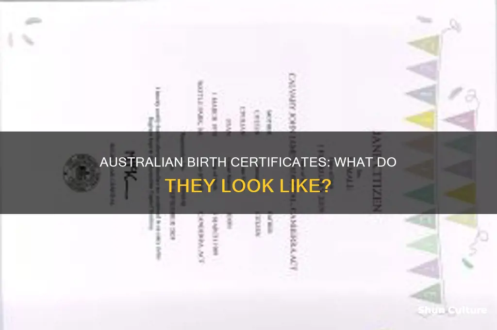 what does a birth certificate look like in australia
