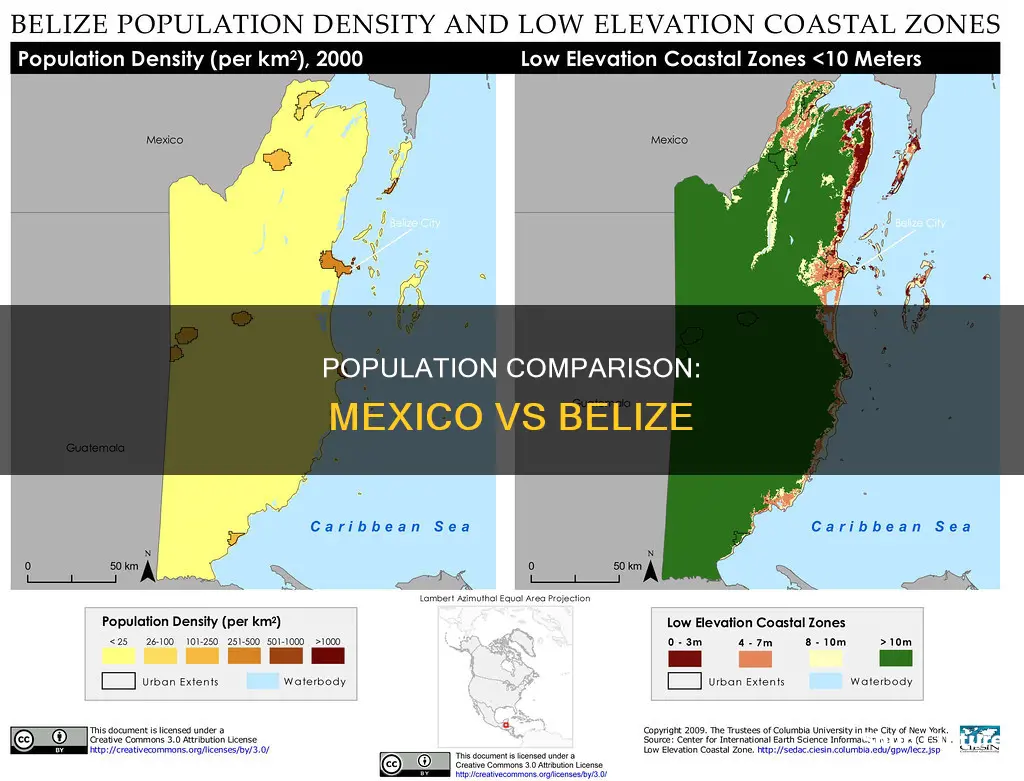 what has the most highest population density mexico or belize