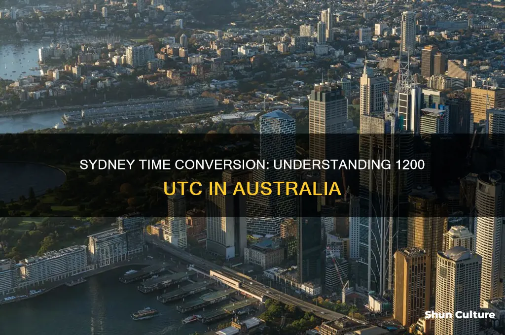 what is 1200 utc in sydney australia