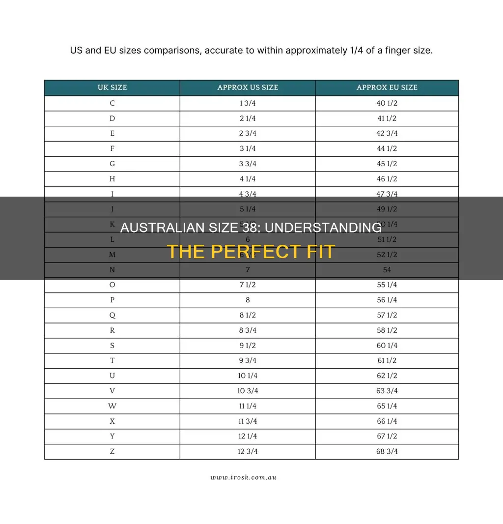 what is a 38 in australian sizes
