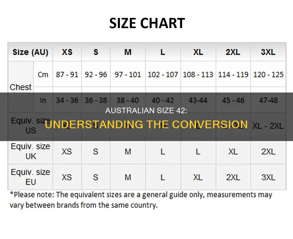 what is a size 42 in australia