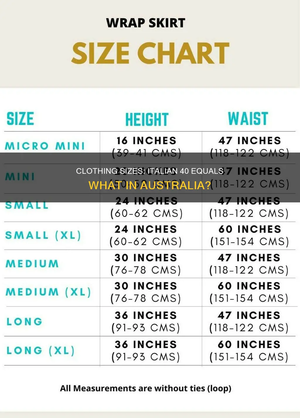 what is italian size 40 in australia