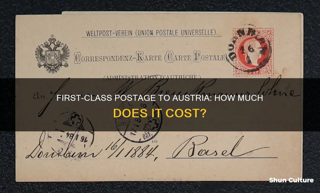 what is postage for a first class letter to austria