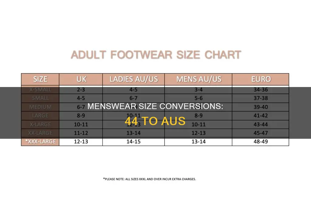 what is size 44 in australian sizes mens