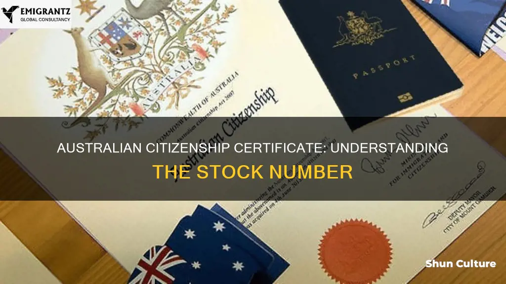 what is stock number on australian citizenship certificate
