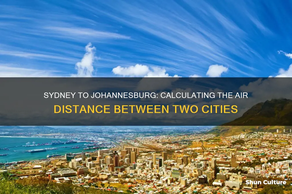 what is the air distance of sydney australia to johannesburg