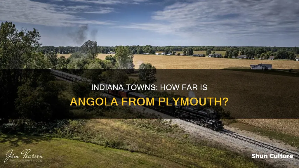 what is the distance from angola indiana to plymouth indiana