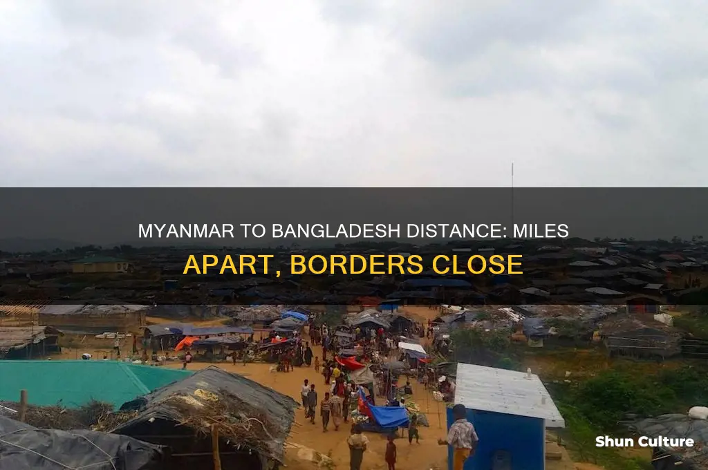 what is the distance from myanmar to bangladesh in miles