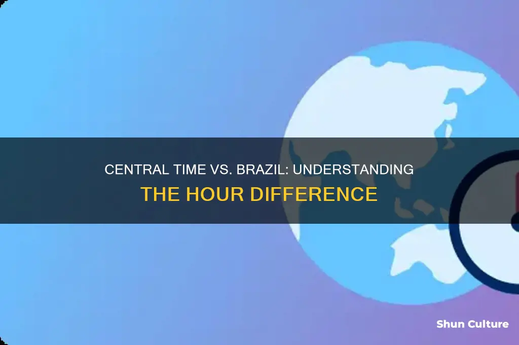 what is the hour difference between central time and brazil