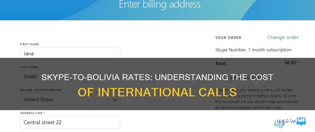 what is the rate for skype to bolivia