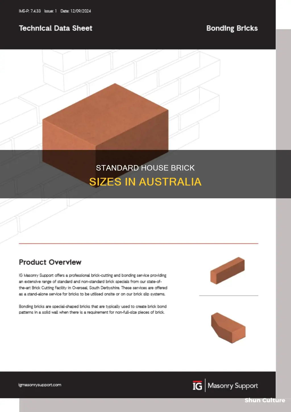 what is the size of a house brick in australia