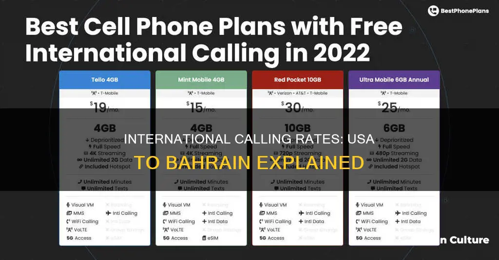 what is the telephone call chage from usa to bahrain