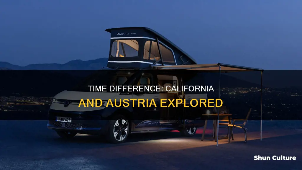 what is the time difference between california and austria
