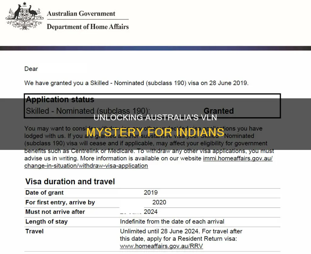 what is vln no australia in india