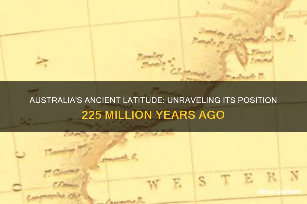 what latitude was australia found at 225 million years ago