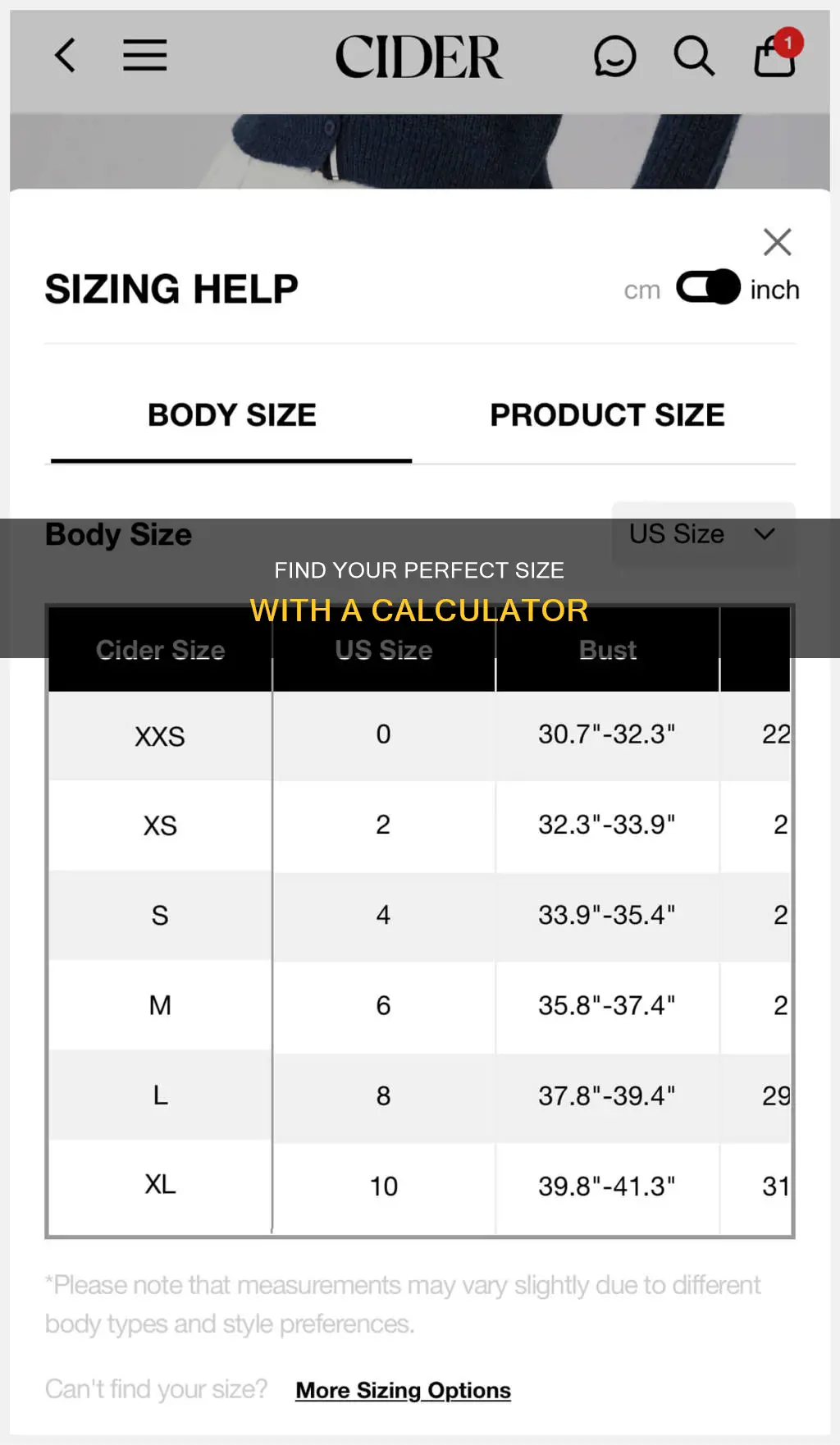 what size am I calculator australia