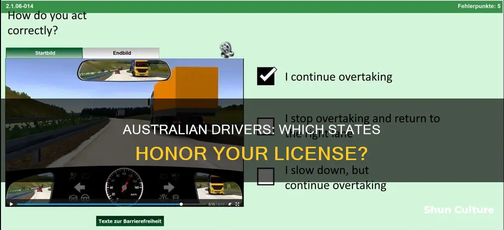 what states have drivers license reciprocity with australia
