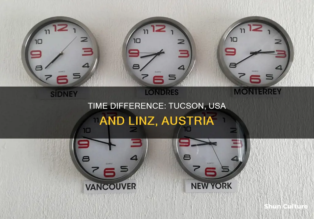 what time difference between tucson america and austria linz