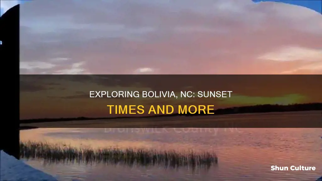 what time does the sunset in bolivia nc