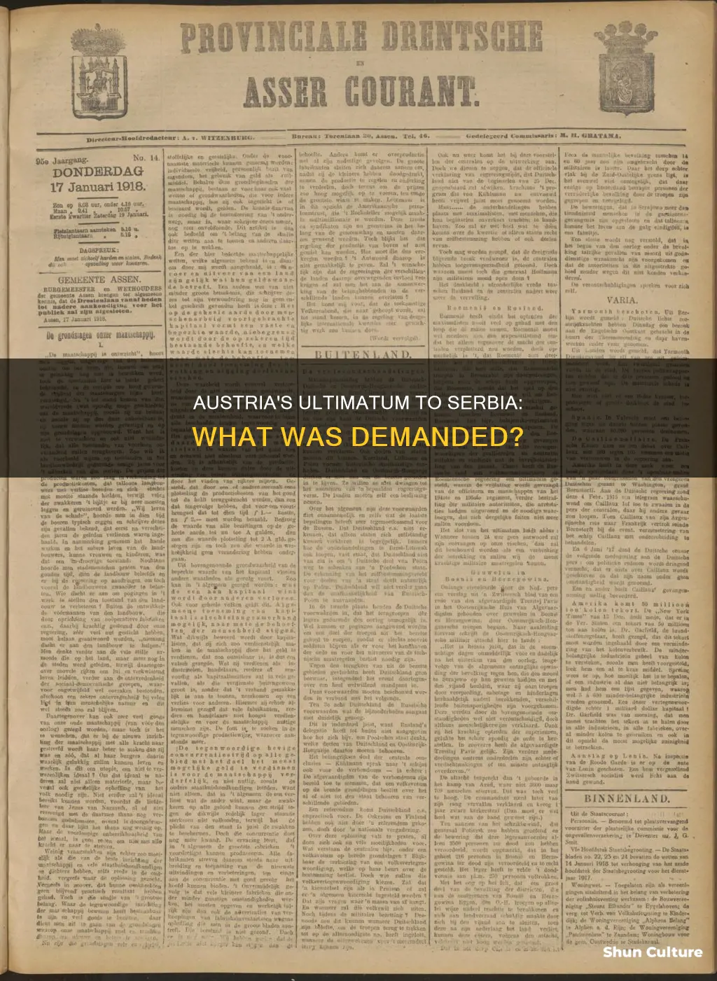what was austrias ultimatum to serbai