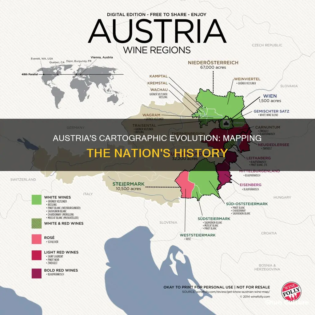 when did austria start appearing on a map