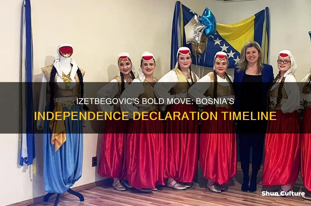when did izetbegovic declare bosnias independence