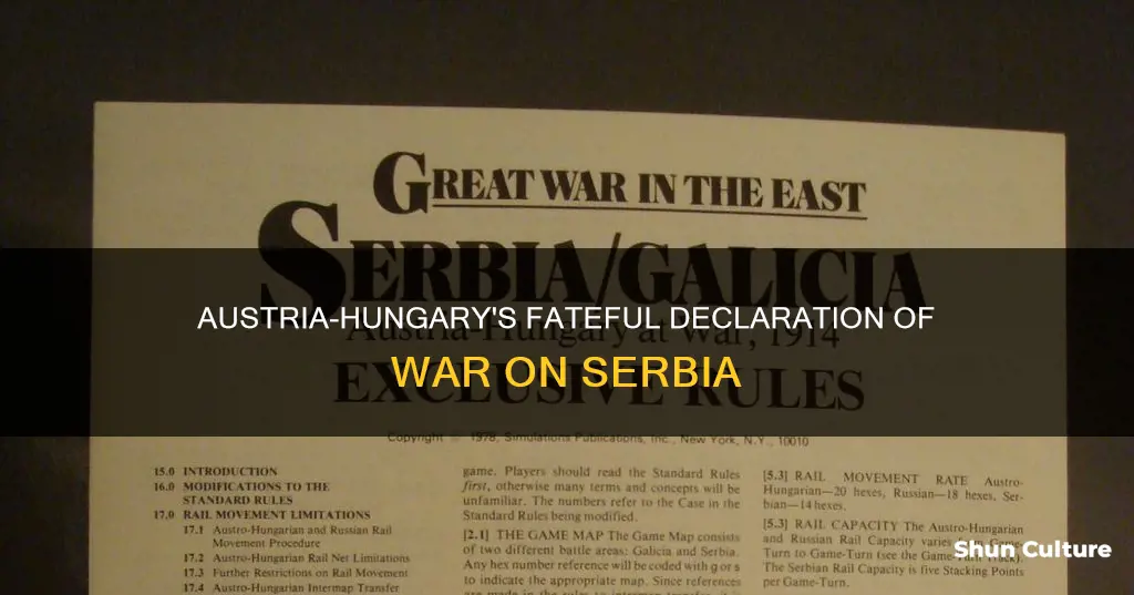 when does austria hungary declared war on serbia