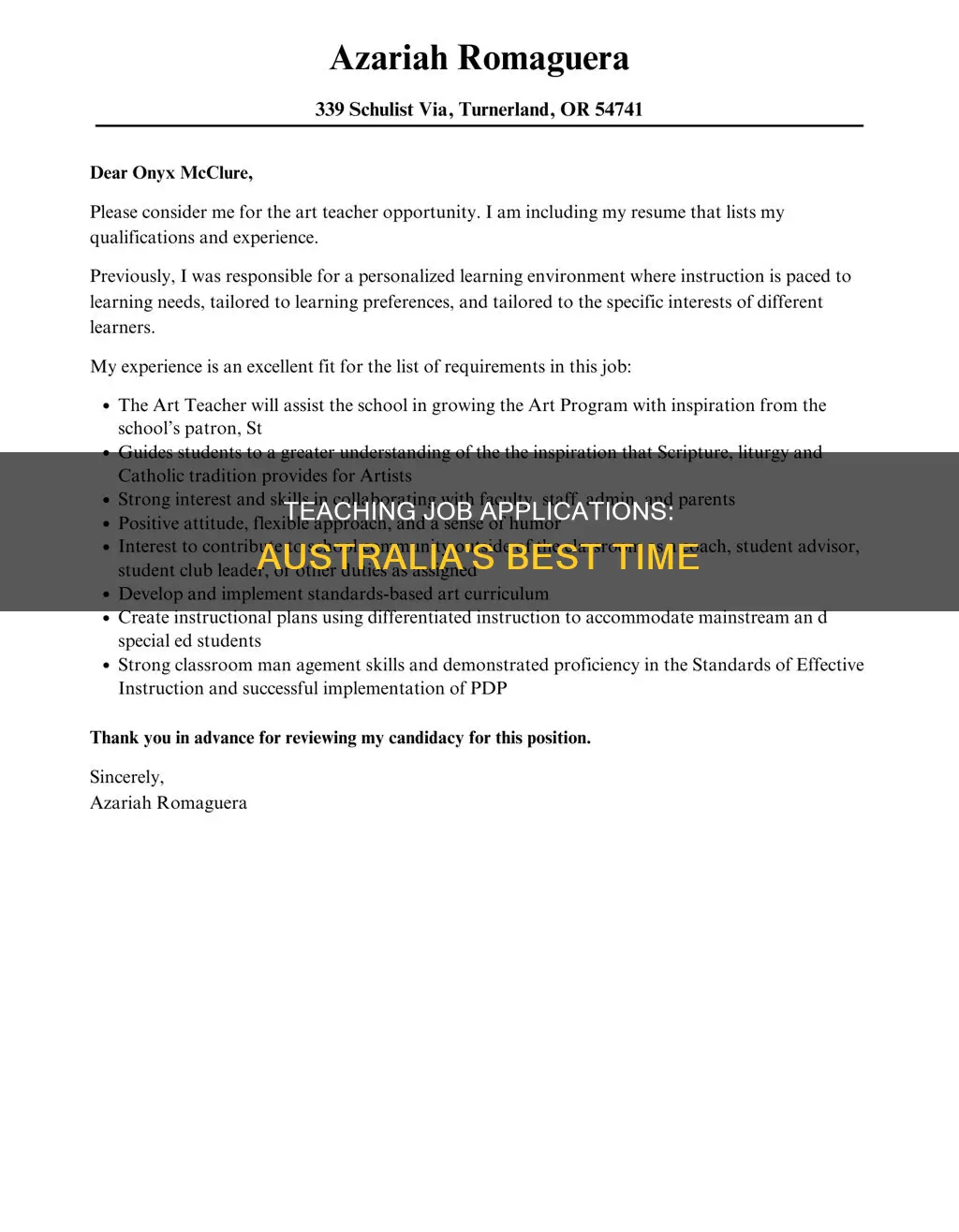 when to apply for teaching jobs in australia