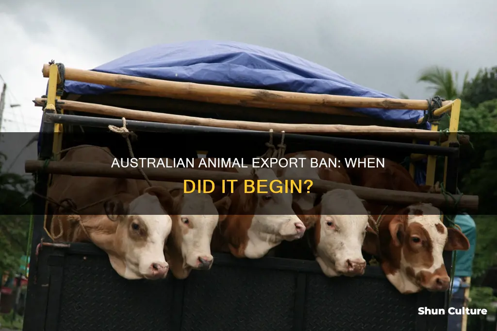 when was ban on exporting australian animals passed