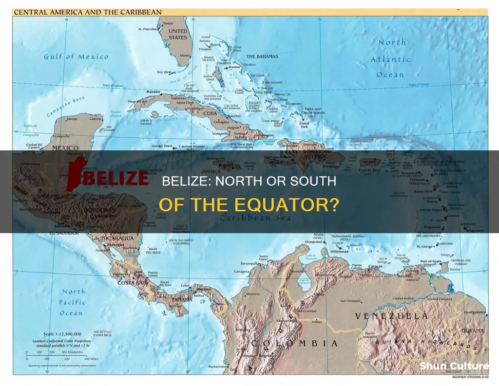 where is belize located in relation to equator