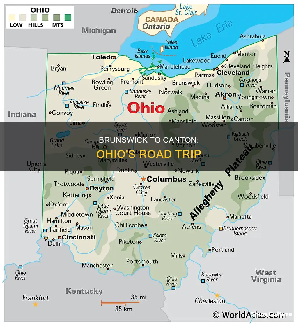 where is canton ohio from brunswick ohio